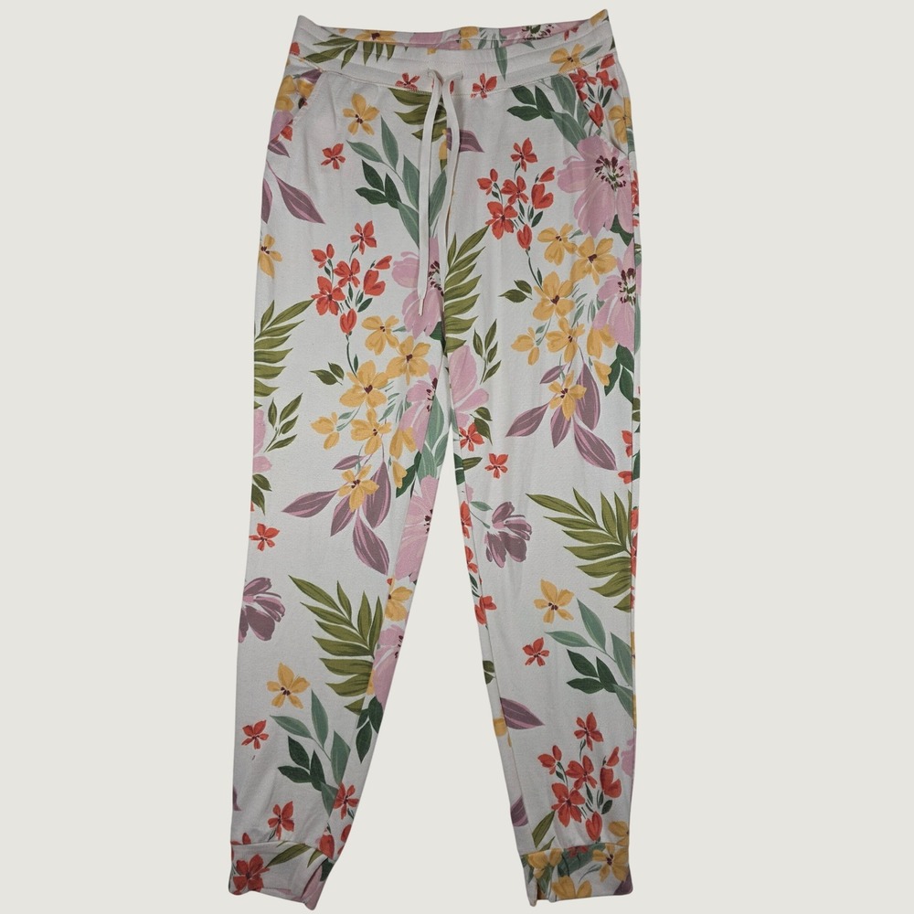 PJ Salvage Floral Lounge Pants Joggers Medium Ivory Botanical Sleepwear